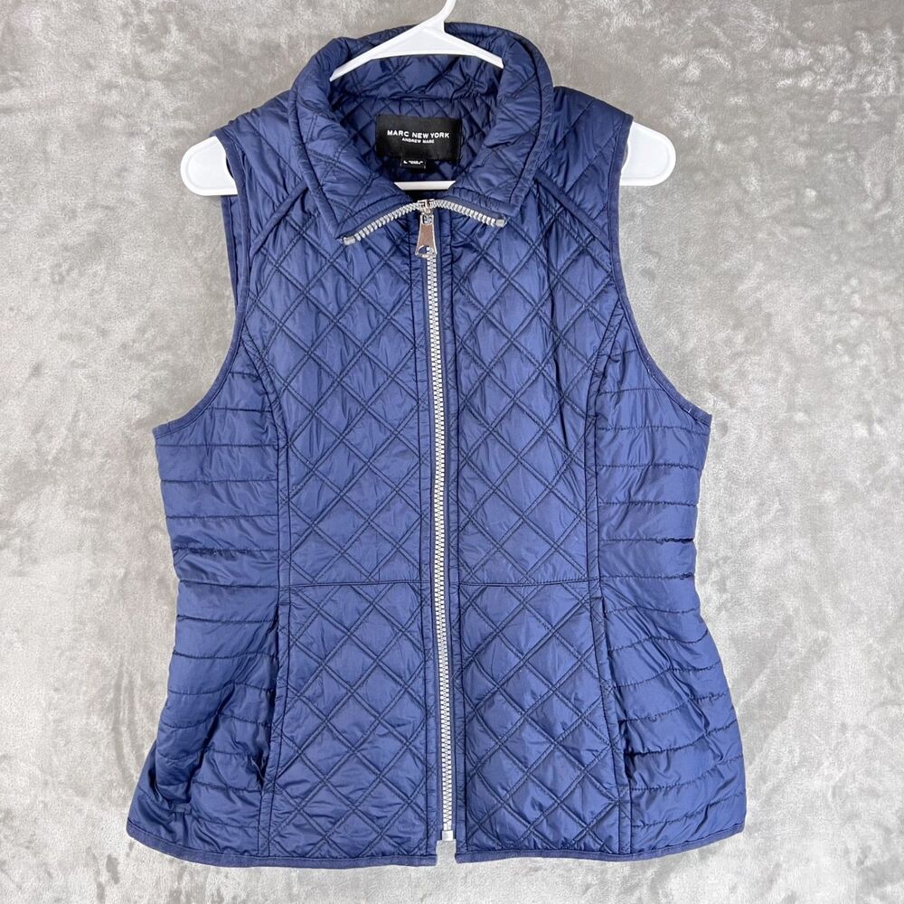 Marc New York Andrew Marc Women’s Large Blue Quilted Puffer Vest Full Zip